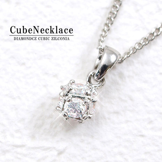 新商品 【 日本製 】プチキューブネックレス♪cz