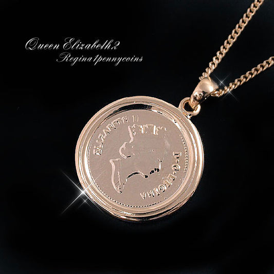 数量限定【宝箱】オシャレでクラシカル!エリザベス2世女王!1pennyゴールドコインネックレス
