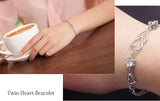 ブレスレット レディース 2粒 ハートモチーフ ブレスレット プラチナ仕上げ 誕生日 ギフト プレゼント セール ブレスレット レディース 2粒 ハートモチーフ ブレスレット プラチナ仕上げ 誕生日 ギフト プレゼント セール