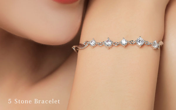 ブレスレット レディース 豪華5粒 ブレスレット プラチナ仕上げ 重ね付け 誕生日 ギフト プレゼント セール ブレスレット レディース 豪華5粒 ブレスレット プラチナ仕上げ 重ね付け 誕生日 ギフト プレゼント セール