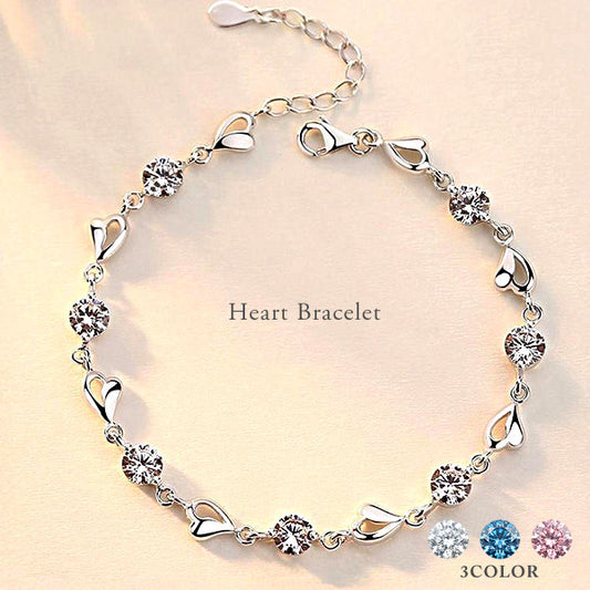 新商品 ブレスレット レディース 計2カラット G Jewelry 最高峰 ハート エタニティ ブレスレット プラチナ仕上げ 選べる3色 誕生日 ギフト プレゼント