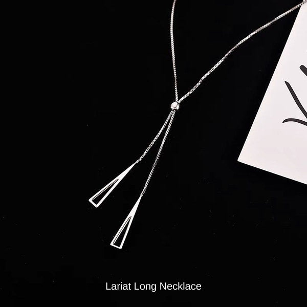 ロングネックレス レディース シンプル チェーン ラリエット 三角 カジュアル シルバー ゴールド レディース ギフト プレゼント ロングネックレス レディース シンプル チェーン ラリエット 三角 カジュアル シルバー ゴールド レディース ギフト プレゼント