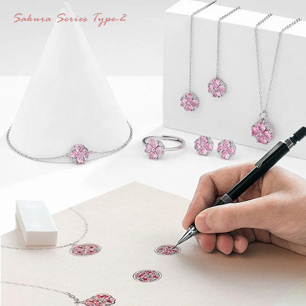 ネックレス レディース 豪華 計1.7カラット さくらシリーズ タイプ2 ネックレス ピアス 指輪 ブレスレット 桜 サクラ プラチナ仕上げ レディース ギフト プレゼント ネックレス レディース 豪華 計1.7カラット さくらシリーズ タイプ2 ネックレス ピアス 指輪 ブレスレット 桜 サクラ プラチナ仕上げ レディース ギフト プレゼント