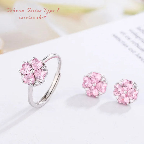 ネックレス レディース 豪華 計1.7カラット さくらシリーズ タイプ2 ネックレス ピアス 指輪 ブレスレット 桜 サクラ プラチナ仕上げ レディース ギフト プレゼント ネックレス レディース 豪華 計1.7カラット さくらシリーズ タイプ2 ネックレス ピアス 指輪 ブレスレット 桜 サクラ プラチナ仕上げ レディース ギフト プレゼント