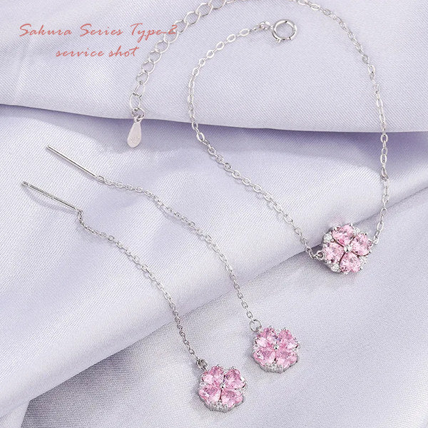 ネックレス レディース 豪華 計1.7カラット さくらシリーズ タイプ2 ネックレス ピアス 指輪 ブレスレット 桜 サクラ プラチナ仕上げ レディース ギフト プレゼント ネックレス レディース 豪華 計1.7カラット さくらシリーズ タイプ2 ネックレス ピアス 指輪 ブレスレット 桜 サクラ プラチナ仕上げ レディース ギフト プレゼント