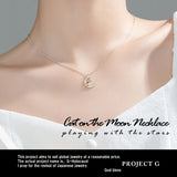 レディース ネックレス 揺れる石 猫ペンダント G Jewelry 最高峰 星で遊ぶ月の上の猫 可愛い プラチナ仕上げ 誕生日 ギフト プレゼント レディース ネックレス 揺れる石 猫ペンダント G Jewelry 最高峰 星で遊ぶ月の上の猫 可愛い プラチナ仕上げ 誕生日 ギフト プレゼント