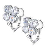 ネックレス レディース 4つ葉のクローバー 可愛い 豪華 回る 1.2カラット ネックレス ピアス イヤリング プラチナ仕上げ レディース ギフト プレゼント ネックレス レディース 4つ葉のクローバー 可愛い 豪華 回る 1.2カラット ネックレス ピアス イヤリング プラチナ仕上げ レディース ギフト プレゼント