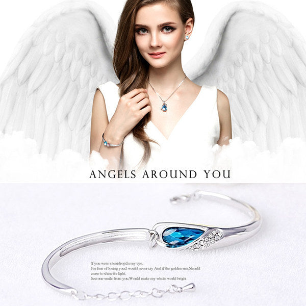 New Arrival: Women's Waterdrop Angel Turquoise Bracelet. Cute and Elegant Aquamarine Bracelet with Platinum Finish. A Perfect Gift. New Arrival: Women's Waterdrop Angel Turquoise Bracelet. Cute and Elegant Aquamarine Bracelet with Platinum Finish. A Perfect Gift.