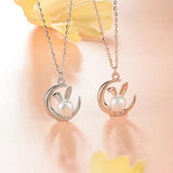 レディース ネックレス ピアス うさぎ 月の兎 可愛い 玉兎 ピンクゴールド プラチナ仕上げ 淡水パール cz ギフト プレゼント レディース ネックレス ピアス うさぎ 月の兎 可愛い 玉兎 ピンクゴールド プラチナ仕上げ 淡水パール cz ギフト プレゼント