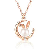 レディース ネックレス ピアス うさぎ 月の兎 可愛い 玉兎 ピンクゴールド プラチナ仕上げ 淡水パール cz ギフト プレゼント レディース ネックレス ピアス うさぎ 月の兎 可愛い 玉兎 ピンクゴールド プラチナ仕上げ 淡水パール cz ギフト プレゼント