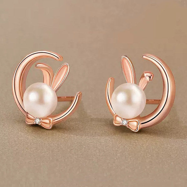 レディース ネックレス ピアス うさぎ 月の兎 可愛い 玉兎 ピンクゴールド プラチナ仕上げ 淡水パール cz ギフト プレゼント レディース ネックレス ピアス うさぎ 月の兎 可愛い 玉兎 ピンクゴールド プラチナ仕上げ 淡水パール cz ギフト プレゼント