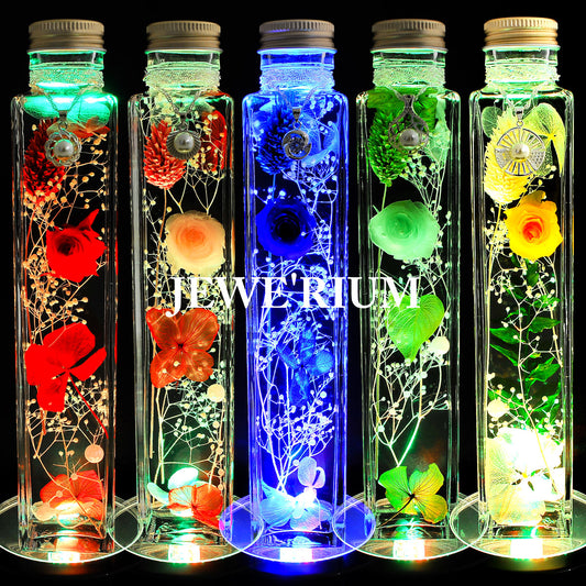 母の日 ギフト ジュエリー 光る ハーバリウム セット プリザーブドフラワー 女性 花 LEDコースター付き ギフト プレゼント