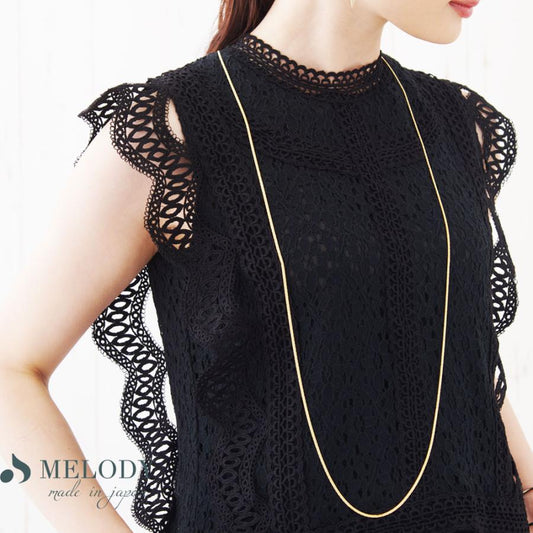 日本製 ジュエリー スネーク チェーン ロング ネックレス スタイリッシュ ゴールド・シルバーの2色展開 (OP-N29)