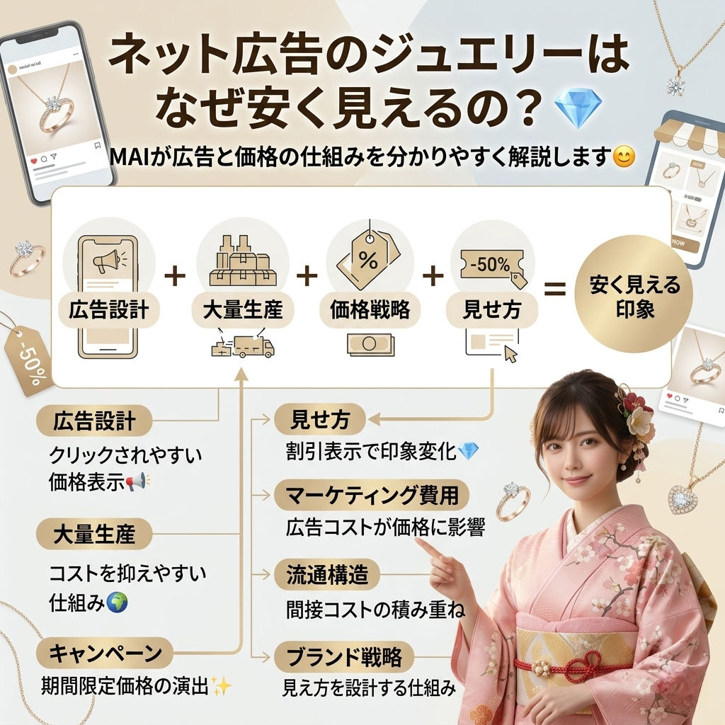 💎なぜネット広告のジュエリーは安く見えるの？｜MAIが分かりやすくご説明します😊