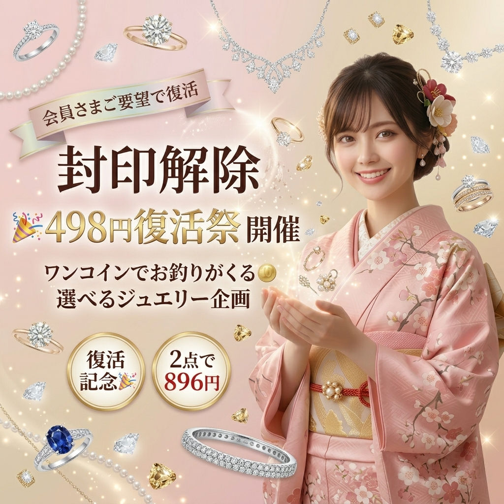 🎉封印解除｜498円ジュエリー💎タイムセール復活祭スタート