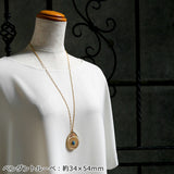 Natural Stone &amp; Crystal Glass Pendant Magnifying Glass Long Necklace <Made in Japan>