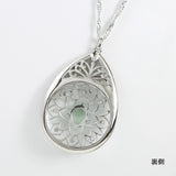 Natural Stone &amp; Crystal Glass Pendant Magnifying Glass Long Necklace <Made in Japan>