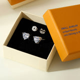 New Arrival Earrings for Women, Latest Model, Moissanite Heart-Shaped Solitaire, Top-Grade D Color, VVS1 Clarity, Excellent Cut, 0.5 Carat, 1 Carat, 2 Carat Large Stone, Platinum Finish, Women's Gift
