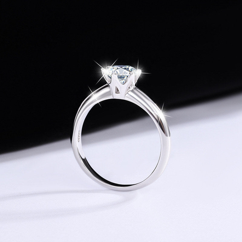 New Arrival Moissanite Solitaire Ring for Women, Latest Model, Entry Model, 6-Prong Setting, Simple, Top Quality, D Color, VVS1 Clarity, Excellent Cut, 0.5 Carat, 1 Carat, 2 Carat, Large Stone, Platinum Plated, Gift for Her