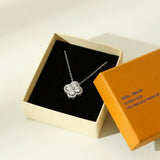 New Necklace for Women Latest Model Moissanite Clover Top-Grade D Color VVS1 Clarity 1 Carat Large Stone Platinum Finish Women's Gift
