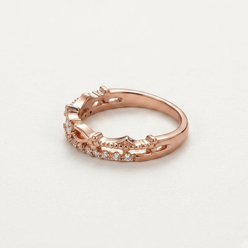 Limited Edition Treasure Chest Tiara Ring - Nickel-Free, EU/US Standard, Pink Gold, Platinum Finish