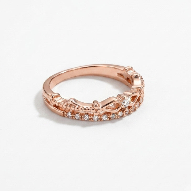 Limited Edition Treasure Chest Tiara Ring - Nickel-Free, EU/US Standard, Pink Gold, Platinum Finish