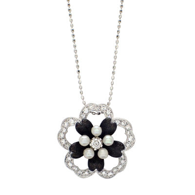 Necklace for women, made in Japan, J-ENDAi, highest quality Akoya pearl, 32 diamonds, Sakura, cherry blossom, necklace, ring, K18, 18k, Japanese jewelry craftsman, J-ENDAi