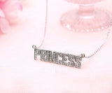 Limited Edition [Treasure Chest] Celebrity-Style Sparkling Gorgeous PRINCESS Name Necklace, Gold/Platinum Finish