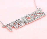 Limited Edition [Treasure Chest] Celebrity-Style Sparkling Gorgeous PRINCESS Name Necklace, Gold/Platinum Finish
