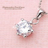 数量限定【宝箱】大粒2.0Ct！ピュアな輝きを放つCz☆6本立爪ネックレス プラチナ仕上げ