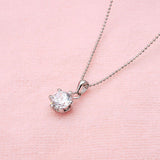 数量限定【宝箱】大粒2.0Ct！ピュアな輝きを放つCz☆6本立爪ネックレス プラチナ仕上げ