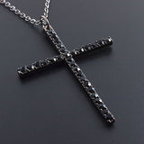 Limited Edition Treasure Chest: Adult Cross! Black Stone & Black Metal! Unisex Cross Necklace with Black Finish