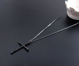 Limited Edition Treasure Chest: Adult Cross! Black Stone & Black Metal! Unisex Cross Necklace with Black Finish