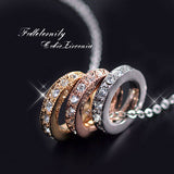 Limited Edition Treasure Chest! Super Stylish! Three-Color Full Eternity Triple Ring Necklace Gold Pink Gold Platinum Finish