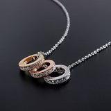 Limited Edition Treasure Chest! Super Stylish! Three-Color Full Eternity Triple Ring Necklace Gold Pink Gold Platinum Finish