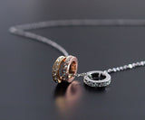 Limited Edition Treasure Chest! Super Stylish! Three-Color Full Eternity Triple Ring Necklace Gold Pink Gold Platinum Finish
