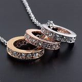 Limited Edition Treasure Chest! Super Stylish! Three-Color Full Eternity Triple Ring Necklace Gold Pink Gold Platinum Finish