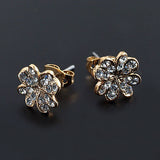Limited Edition [Treasure Chest] "Wishing for happiness, bringing happiness" Four-Leaf Clover Earrings, Gold Platinum Finish