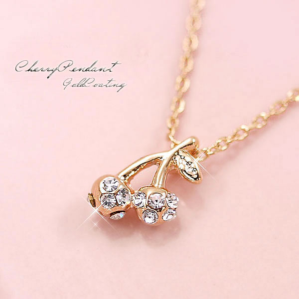 Limited Quantity [Treasure Box] Elegant Petite-Sized Adorable Cherry Necklace, Gold-Plated