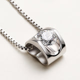Necklace for ladies, large 3D heart solid necklace, single piece, platinum finish, ladies' gift, present