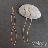 New Product: Made in Japan Wave Line American Style Earrings with Long Chain, Available in Gold, Pink Gold, and Silver (ap-39)