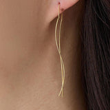 New Product: Made in Japan Wave Line American Style Earrings with Long Chain, Available in Gold, Pink Gold, and Silver (ap-39)