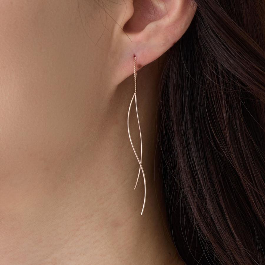 New Product: Made in Japan Wave Line American Style Earrings with Long Chain, Available in Gold, Pink Gold, and Silver (ap-39)