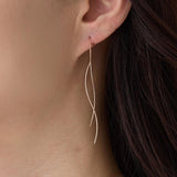 New Product: Made in Japan Wave Line American Style Earrings with Long Chain, Available in Gold, Pink Gold, and Silver (ap-39)