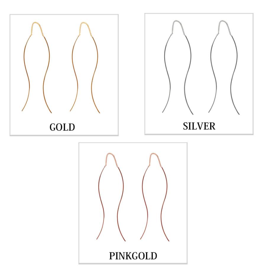 New Product: Made in Japan Wave Line American Style Earrings with Long Chain, Available in Gold, Pink Gold, and Silver (ap-39)