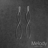 New Product: Made in Japan Wave Line American Style Earrings with Long Chain, Available in Gold, Pink Gold, and Silver (ap-39)