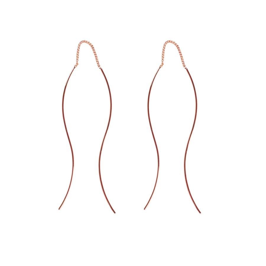 New Product: Made in Japan Wave Line American Style Earrings with Long Chain, Available in Gold, Pink Gold, and Silver (ap-39)