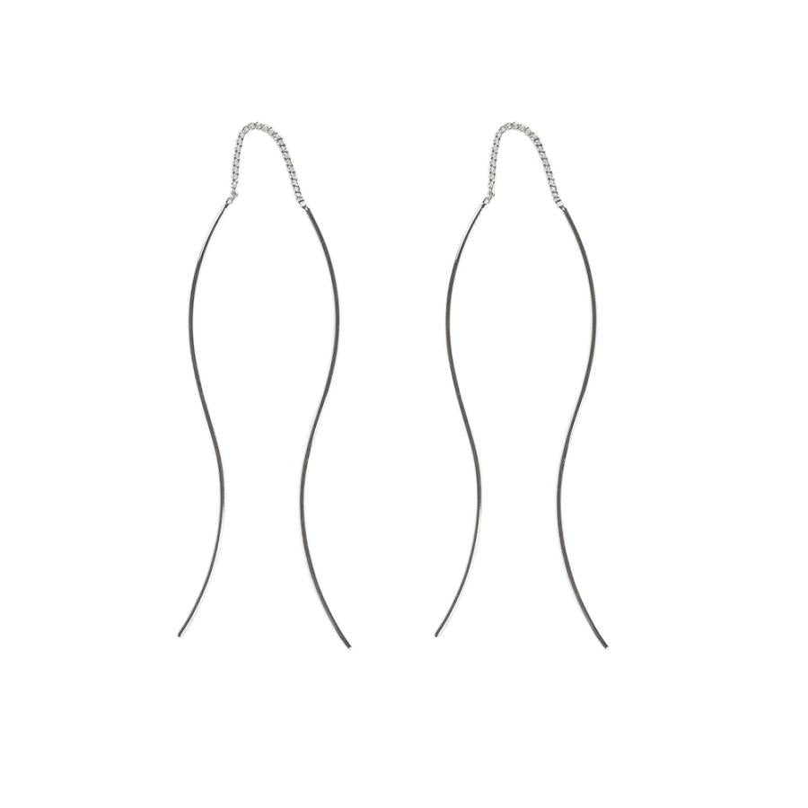 New Product: Made in Japan Wave Line American Style Earrings with Long Chain, Available in Gold, Pink Gold, and Silver (ap-39)