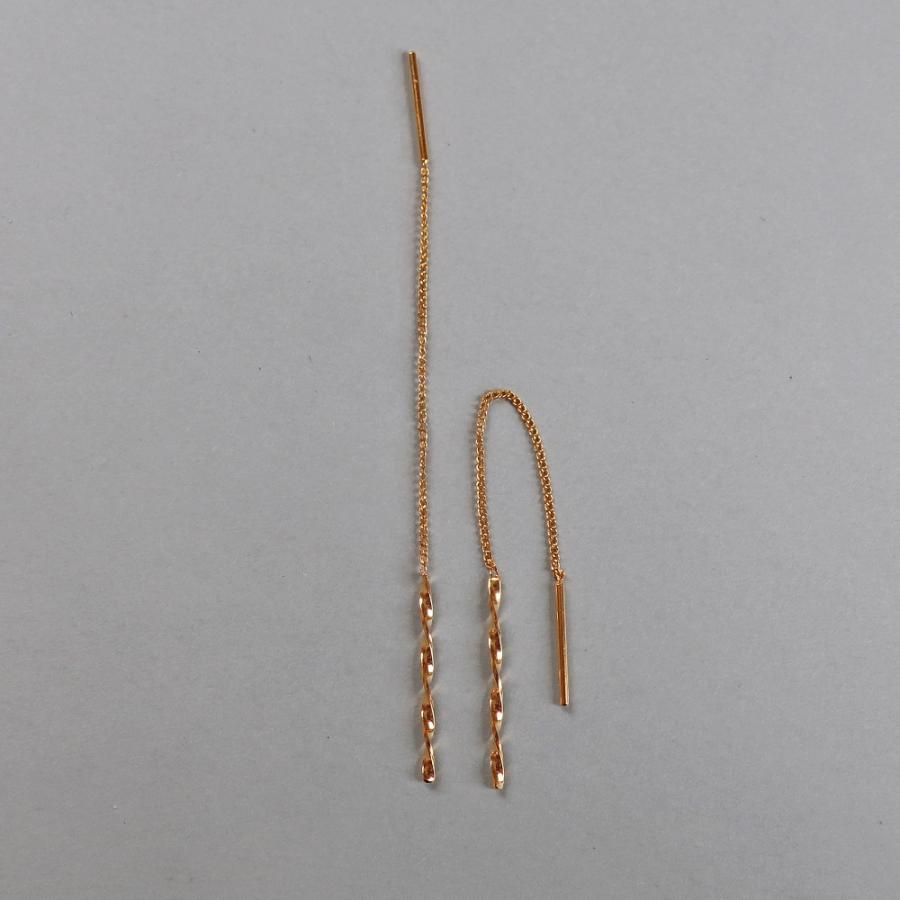 New Product: Made in Japan American Style Spiral Twisted Line Earrings, Thick Gold, Long, Available in Gold, Pink Gold, and Silver (ap-8)