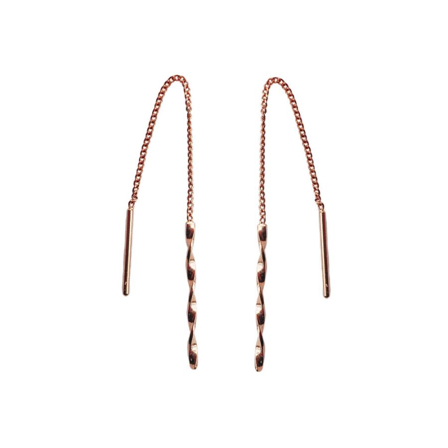 New Product: Made in Japan American Style Spiral Twisted Line Earrings, Thick Gold, Long, Available in Gold, Pink Gold, and Silver (ap-8)